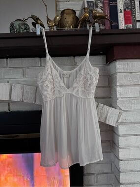 Abercrombie & Fitch White crochet lace babydoll cami camisole tank y2k
